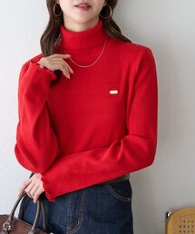 プレート付リブタートルネック