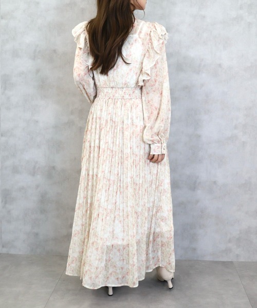 CECIL McBEE（セシルマクビー）の「楊柳花柄フリルプリーツワンピース（ワンピース・レディース・ラベンダー/ブルー/ピンク・MEDIUM）」の6枚目の写真