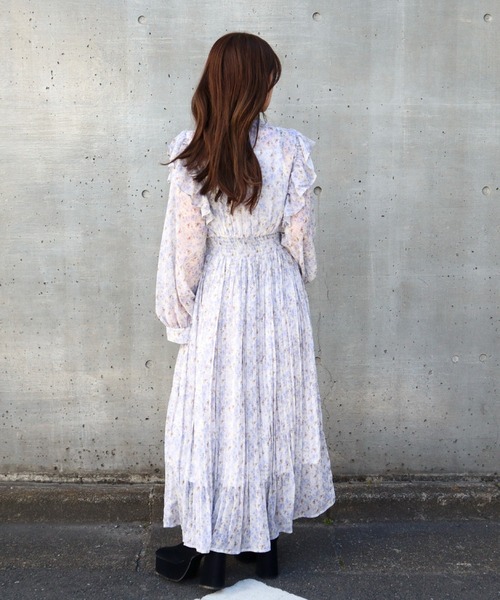 CECIL McBEE（セシルマクビー）の「楊柳花柄フリルプリーツワンピース（ワンピース・レディース・ラベンダー/ブルー/ピンク・MEDIUM）」の19枚目の写真