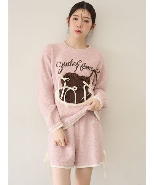 SNIDEL HOME（スナイデルホーム）の「【WEB限定】【セット商品】【Milcrea】リボンケーキジャガードニットプルオーバー＆リボンニットショートパンツSET（ルームウェア/パジャマ・レディース・ブラウン/ピンク/アイボリー/ライトブルー・F）」の11枚目の写真