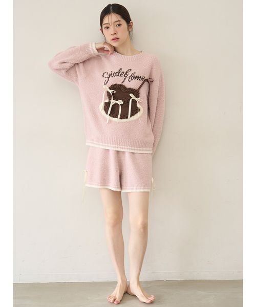 SNIDEL HOME（スナイデルホーム）の「【WEB限定】【セット商品】【Milcrea】リボンケーキジャガードニットプルオーバー＆リボンニットショートパンツSET（ルームウェア/パジャマ・レディース・ブラウン/ピンク/アイボリー/ライトブルー・F）」の9枚目の写真