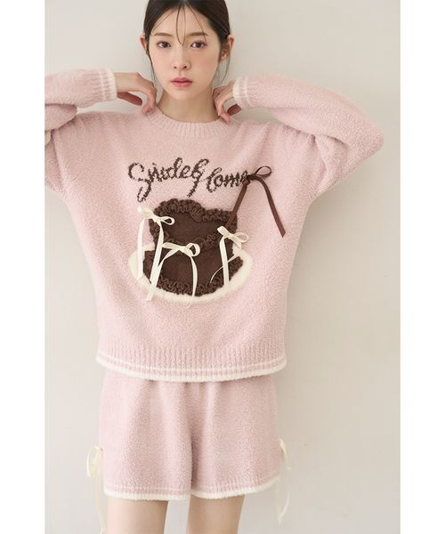 SNIDEL HOME（スナイデルホーム）の「【WEB限定】【セット商品】【Milcrea】リボンケーキジャガードニットプルオーバー＆リボンニットショートパンツSET（ルームウェア/パジャマ・レディース・ブラウン/ピンク/アイボリー/ライトブルー・F）」の12枚目の写真