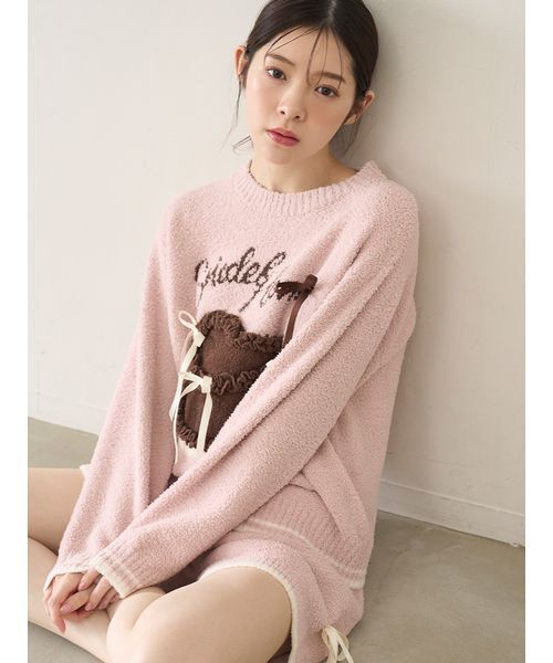 SNIDEL HOME（スナイデルホーム）の「【WEB限定】【セット商品】【Milcrea】リボンケーキジャガードニットプルオーバー＆リボンニットショートパンツSET（ルームウェア/パジャマ・レディース・ブラウン/ピンク/アイボリー/ライトブルー・F）」の10枚目の写真