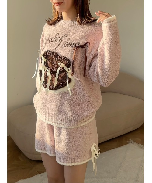 SNIDEL HOME（スナイデルホーム）の「【WEB限定】【セット商品】【Milcrea】リボンケーキジャガードニットプルオーバー＆リボンニットショートパンツSET（ルームウェア/パジャマ・レディース・ブラウン/ピンク/アイボリー/ライトブルー・F）」の16枚目の写真