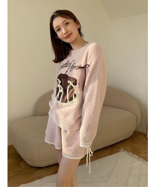 SNIDEL HOME（スナイデルホーム）の「【WEB限定】【セット商品】【Milcrea】リボンケーキジャガードニットプルオーバー＆リボンニットショートパンツSET（ルームウェア/パジャマ・レディース・ブラウン/ピンク/アイボリー/ライトブルー・F）」の18枚目の写真
