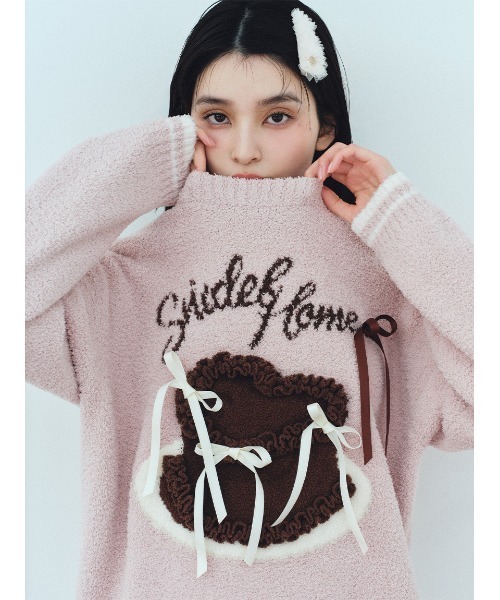 SNIDEL HOME（スナイデルホーム）の「【WEB限定】【セット商品】【Milcrea】リボンケーキジャガードニットプルオーバー＆リボンニットショートパンツSET（ルームウェア/パジャマ・レディース・ブラウン/ピンク/アイボリー/ライトブルー・F）」の8枚目の写真