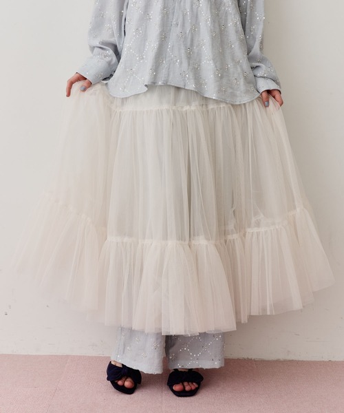 LA BELLE ETUDE(ラベルエチュード)の「楊柳ストライプビーズ刺繍パンツ(その他パンツ・レディース・その他/ライトブルー/ブラック/ホワイト・0/1)」の12枚目の写真