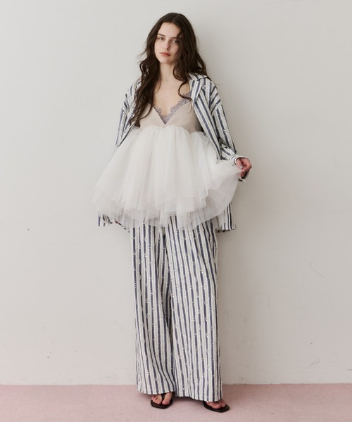 LA BELLE ETUDE(ラベルエチュード)の「楊柳ストライプビーズ刺繍パンツ(その他パンツ・レディース・その他/ライトブルー/ブラック/ホワイト・0/1)」の10枚目の写真