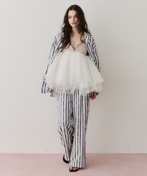 LA BELLE ETUDE(ラベルエチュード)の「楊柳ストライプビーズ刺繍パンツ(その他パンツ・レディース・その他/ライトブルー/ブラック/ホワイト・0/1)」の11枚目の写真