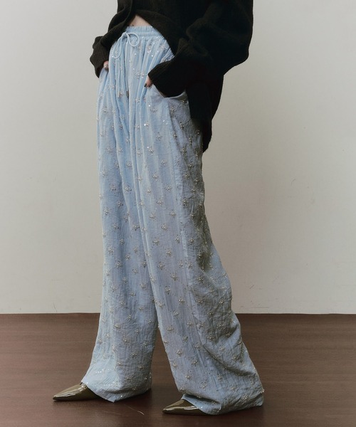 LA BELLE ETUDE(ラベルエチュード)の「楊柳ストライプビーズ刺繍パンツ(その他パンツ・レディース・その他/ライトブルー/ブラック/ホワイト・0/1)」の20枚目の写真