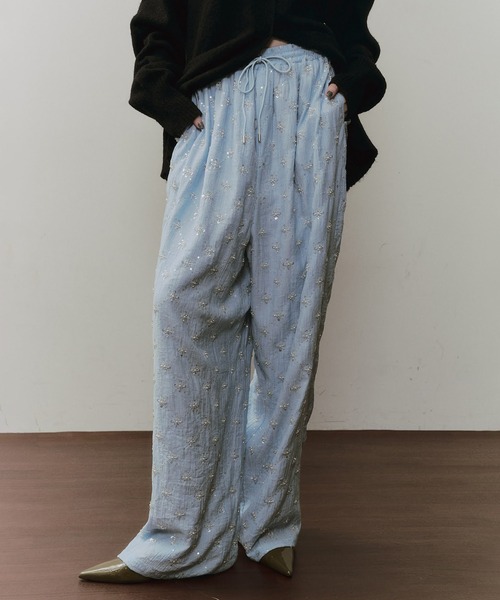 LA BELLE ETUDE(ラベルエチュード)の「楊柳ストライプビーズ刺繍パンツ(その他パンツ・レディース・その他/ライトブルー/ブラック/ホワイト・0/1)」の17枚目の写真