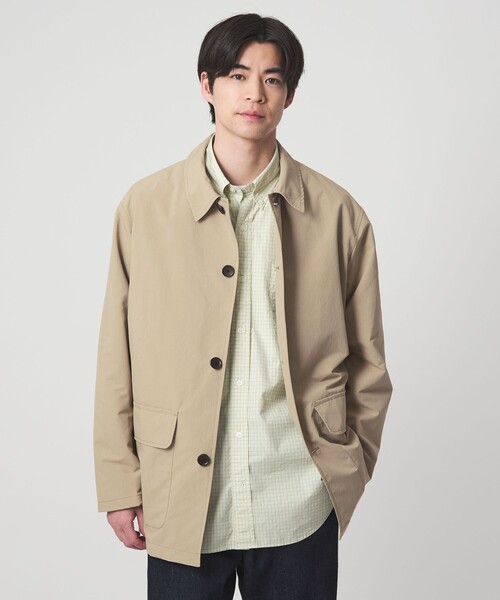 green label relaxing(グリーンレーベルリラクシング)の「DICROS ミドル フード ステンカラー コート -撥水-(ステンカラーコート・メンズ・ベージュ/ダークグレー・XL/M/S/L)」の7枚目の写真