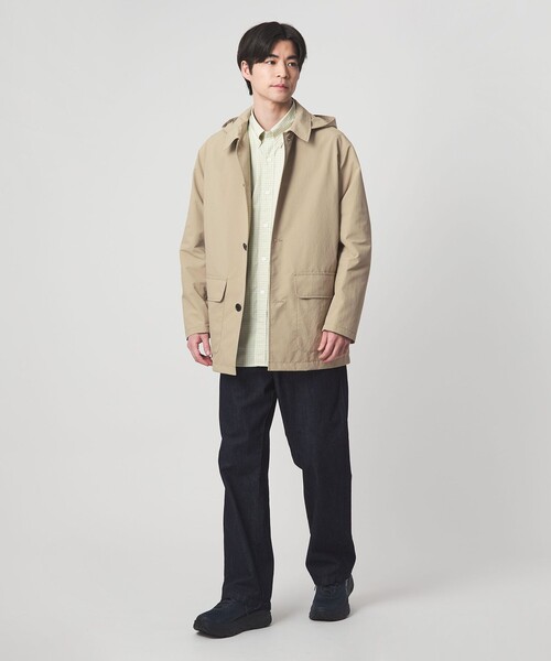 green label relaxing(グリーンレーベルリラクシング)の「DICROS ミドル フード ステンカラー コート -撥水-(ステンカラーコート・メンズ・ベージュ/ダークグレー・XL/M/S/L)」の8枚目の写真