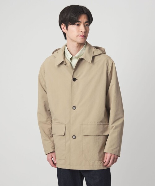 green label relaxing(グリーンレーベルリラクシング)の「DICROS ミドル フード ステンカラー コート -撥水-(ステンカラーコート・メンズ・ベージュ/ダークグレー・XL/M/S/L)」の9枚目の写真