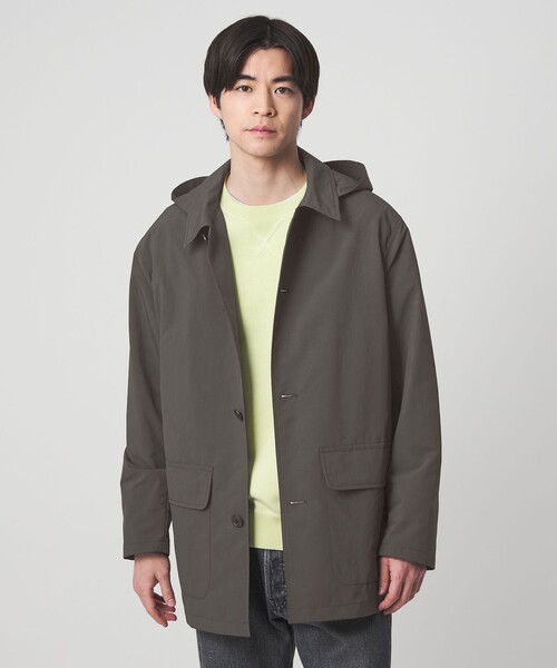 green label relaxing(グリーンレーベルリラクシング)の「DICROS ミドル フード ステンカラー コート -撥水-(ステンカラーコート・メンズ・ベージュ/ダークグレー・XL/M/S/L)」の10枚目の写真