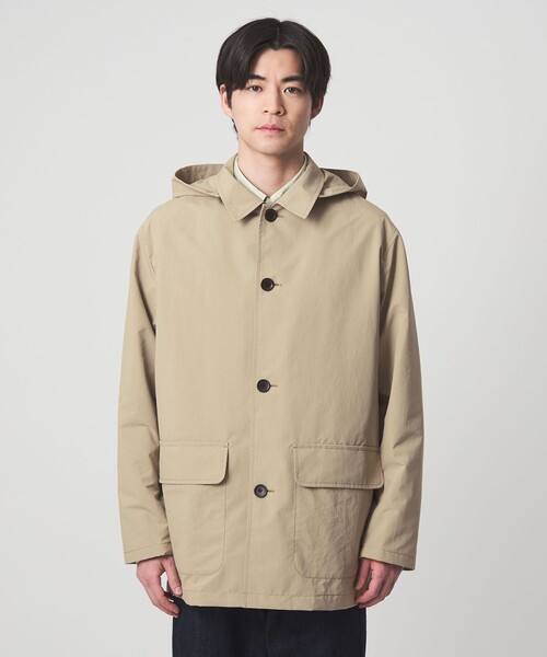 green label relaxing(グリーンレーベルリラクシング)の「DICROS ミドル フード ステンカラー コート -撥水-(ステンカラーコート・メンズ・ベージュ/ダークグレー・XL/M/S/L)」の12枚目の写真