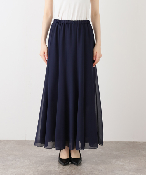 SLOBE IENA（スローブイエナ）の「シフォンレイヤースカート（スカート・レディース・ベージュ/ネイビー・36/38）」の2枚目の写真