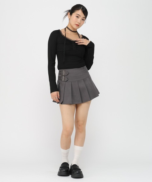 ALAND（エーランド）の「3.3 Field Trip／ダブルベルトプリーツミニスカート(インパン付き)（スカート・レディース・ブラック/グレー・MEDIUM/SMALL）」の12枚目の写真