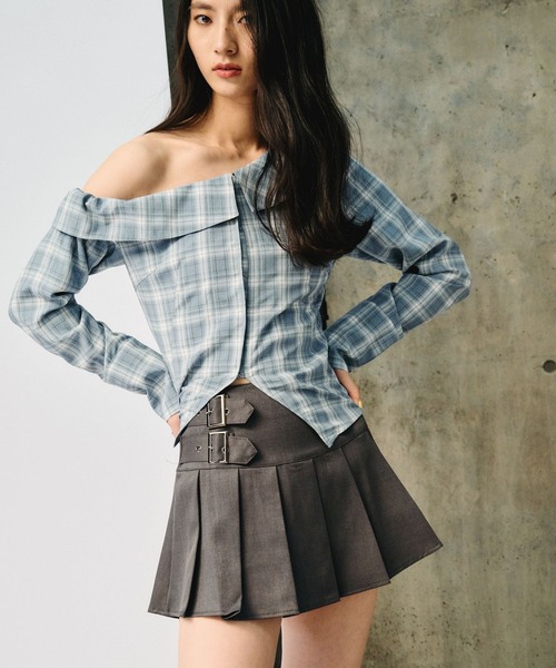 ALAND（エーランド）の「3.3 Field Trip／ダブルベルトプリーツミニスカート(インパン付き)（スカート・レディース・ブラック/グレー・MEDIUM/SMALL）」の22枚目の写真