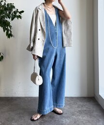 深Vデニムサロペット（つなぎ/オールインワン）｜DouDou（ドゥドゥ）の