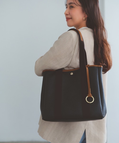 Breath TOPKAPI(ブレストプカピ)の「【Breath TOPKAPI】SCOTCH GRAIN スコッチグレイン ロングハンドル ボックス トートバッグ チャーム付き A4 / 2way(トートバッグ・レディース・ライトベージュ/ベージュ系その他3/その他・FREE)」の1枚目の写真