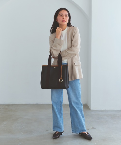Breath TOPKAPI(ブレストプカピ)の「【Breath TOPKAPI】SCOTCH GRAIN スコッチグレイン ロングハンドル ボックス トートバッグ チャーム付き A4 / 2way(トートバッグ・レディース・ライトベージュ/ベージュ系その他3/その他・FREE)」の4枚目の写真