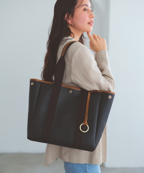 Breath TOPKAPI(ブレストプカピ)の「【Breath TOPKAPI】SCOTCH GRAIN スコッチグレイン ロングハンドル ボックス トートバッグ チャーム付き A4 / 2way(トートバッグ・レディース・ライトベージュ/ベージュ系その他3/その他・FREE)」の5枚目の写真