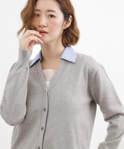 grove（グローブ）の「シャツドッキング ニットカーディガン（カーディガン/ボレロ・レディース・グレー/ネイビー/ライトベージュ・03/02/01/04/05）」の4枚目の写真
