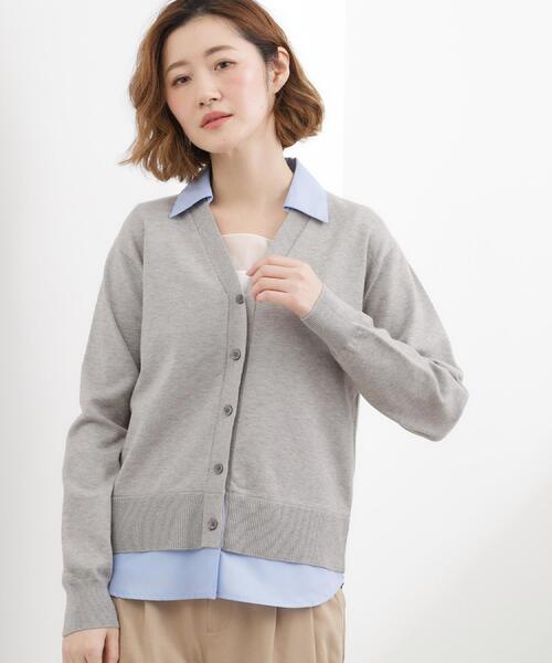 grove（グローブ）の「シャツドッキング ニットカーディガン（カーディガン/ボレロ・レディース・グレー/ネイビー/ライトベージュ・03/02/01/04/05）」の5枚目の写真