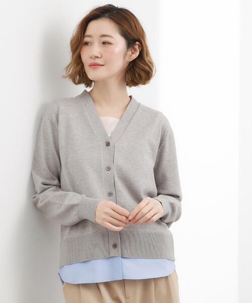 grove（グローブ）の「シャツドッキング ニットカーディガン（カーディガン/ボレロ・レディース・グレー/ネイビー/ライトベージュ・03/02/01/04/05）」の9枚目の写真