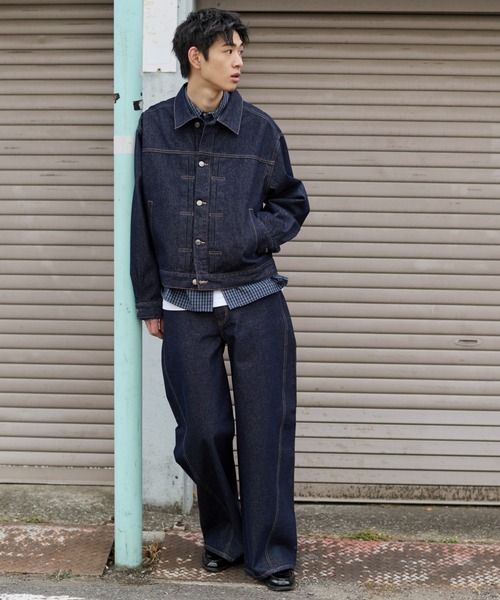 WEGO（ウィゴー）の「WEGO/【26年春夏新作】リジットデニムジャケット（デニムジャケット・メンズ・インディゴブルー/ブラック系2・MEDIUM/LARGE）」の6枚目の写真