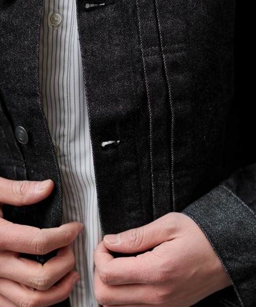 WEGO（ウィゴー）の「WEGO/【26年春夏新作】リジットデニムジャケット（デニムジャケット・メンズ・インディゴブルー/ブラック系2・MEDIUM/LARGE）」の8枚目の写真