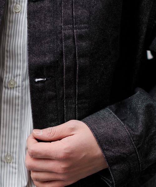 WEGO（ウィゴー）の「WEGO/【26年春夏新作】リジットデニムジャケット（デニムジャケット・メンズ・インディゴブルー/ブラック系2・MEDIUM/LARGE）」の9枚目の写真
