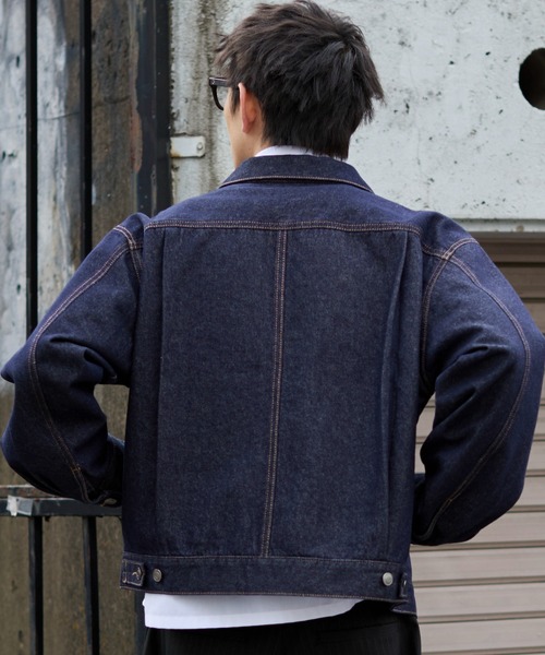 WEGO（ウィゴー）の「WEGO/【26年春夏新作】リジットデニムジャケット（デニムジャケット・メンズ・インディゴブルー/ブラック系2・MEDIUM/LARGE）」の15枚目の写真