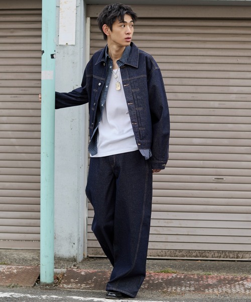 WEGO（ウィゴー）の「WEGO/【26年春夏新作】リジットデニムジャケット（デニムジャケット・メンズ・インディゴブルー/ブラック系2・MEDIUM/LARGE）」の18枚目の写真