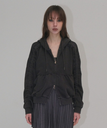 PIGMENT SHIRRING HOODIE [CHARCOAL]