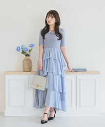 MISCH MASCH（ミッシュマッシュ）の「2026春夏新作 ZOZO限定アイテム フロントリボンティアードフリルロングワンピース（ワンピース）」