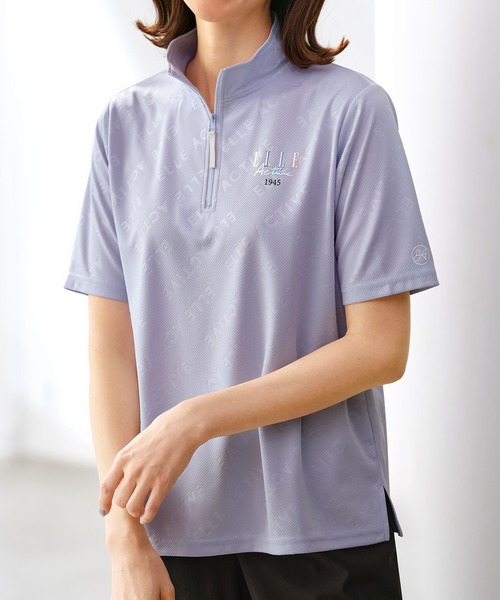 BELLUNA PLUS(ベルーナ)の「<E/A>総柄ハーフジッププルオーバー(Tシャツ/カットソー・レディース・ネイビー/ラベンダー/グレイッシュベージュ・MEDIUM/LARGE/X-LARGE)」の3枚目の写真