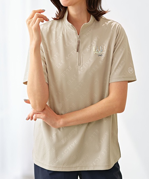 BELLUNA PLUS(ベルーナ)の「<E/A>総柄ハーフジッププルオーバー(Tシャツ/カットソー・レディース・ネイビー/ラベンダー/グレイッシュベージュ・MEDIUM/LARGE/X-LARGE)」の2枚目の写真