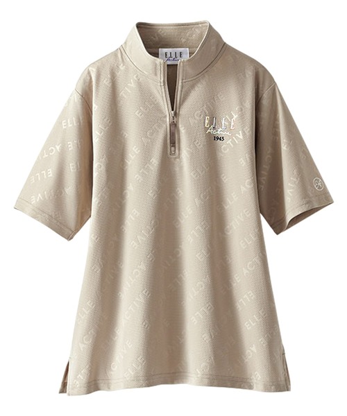 BELLUNA PLUS(ベルーナ)の「<E/A>総柄ハーフジッププルオーバー(Tシャツ/カットソー・レディース・ネイビー/ラベンダー/グレイッシュベージュ・MEDIUM/LARGE/X-LARGE)」の4枚目の写真
