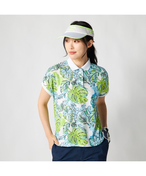 FILA GOLF フィラゴルフ ゴルフウェア 吸汗速乾 UVカット リゾート柄 半袖ポロシャツ