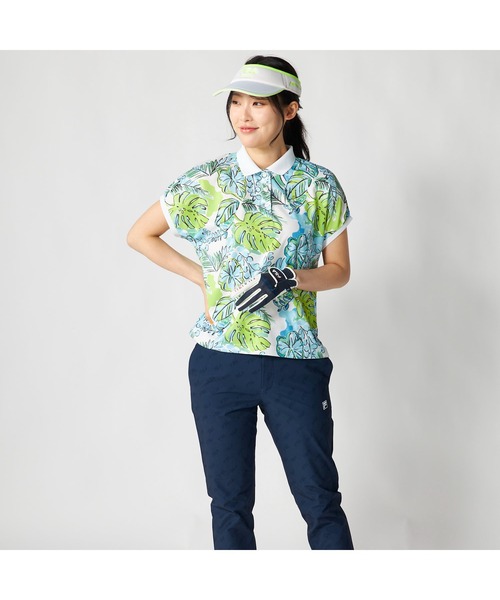 FILA GOLF(フィラゴルフ )の「FILA GOLF フィラゴルフ ゴルフウェア 吸汗速乾 UVカット リゾート柄 半袖ポロシャツ(ポロシャツ・レディース・ホワイト×ピンク/ホワイト×ブルー・LL/L/M)」の5枚目の写真