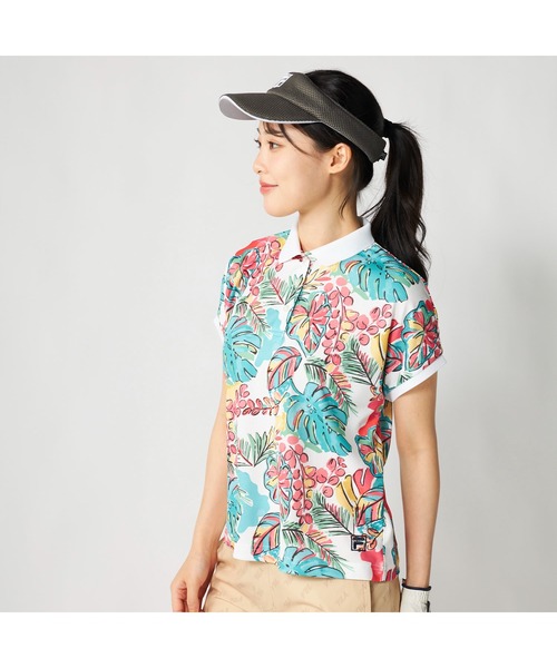 FILA GOLF(フィラゴルフ )の「FILA GOLF フィラゴルフ ゴルフウェア 吸汗速乾 UVカット リゾート柄 半袖ポロシャツ(ポロシャツ・レディース・ホワイト×ピンク/ホワイト×ブルー・LL/L/M)」の13枚目の写真