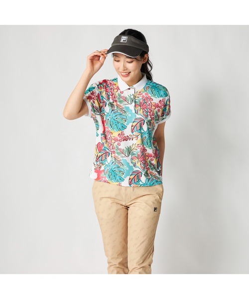 FILA GOLF(フィラゴルフ )の「FILA GOLF フィラゴルフ ゴルフウェア 吸汗速乾 UVカット リゾート柄 半袖ポロシャツ(ポロシャツ・レディース・ホワイト×ピンク/ホワイト×ブルー・LL/L/M)」の15枚目の写真