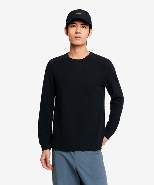 AIGLE(エーグル)の「UVカット ワッフル ロングスリーブ Tシャツ(Tシャツ/カットソー・メンズ・ブラック/ホワイト・L/M/XL/S)」の5枚目の写真
