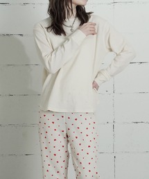 THE MILES（ザ マイルズ）の「"04"≪JEMORGAN≫3点セット ワッフル 花柄 & ハート柄 ルームウェア(長袖Tシャツ+パンツ+ポーチ)（ルームウェア/パジャマ）」