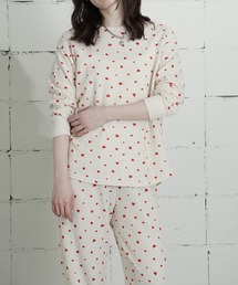 THE MILES（ザ マイルズ）の「"04"≪JEMORGAN≫3点セット ワッフル 花柄 & ハート柄 ルームウェア(長袖Tシャツ+パンツ+ポーチ)（ルームウェア/パジャマ）」