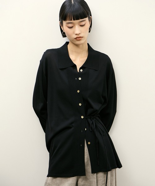 ADAM ET ROPE'（アダムエロペ）の「ニットシャツカーディガン（カーディガン/ボレロ・レディース・ブラウン/ブラック・FREE）」の2枚目の写真