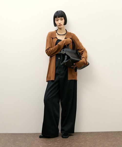 ADAM ET ROPE'（アダムエロペ）の「ニットシャツカーディガン（カーディガン/ボレロ・レディース・ブラウン/ブラック・FREE）」の5枚目の写真