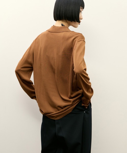 ADAM ET ROPE'（アダムエロペ）の「ニットシャツカーディガン（カーディガン/ボレロ・レディース・ブラウン/ブラック・FREE）」の10枚目の写真